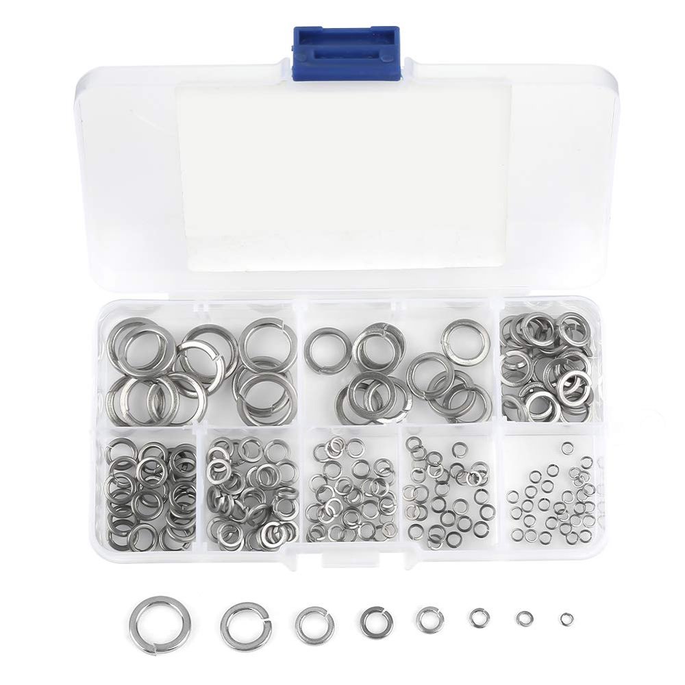 SS304 Spring Washer Assortment, M2–M10, 180 Pieces with Storage Box