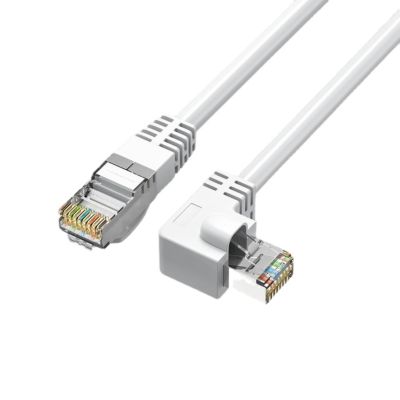 YSJJZRL White RJ45 Cat 6 Ethernet Cable, 90-Degree Left-Angle, 5 m