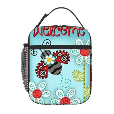 HaLvah Ladybug Flower Insulated Lunch Bag for Women