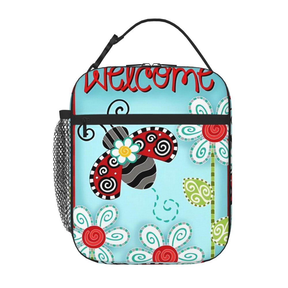 HaLvah Ladybug Flower Insulated Lunch Bag for Women