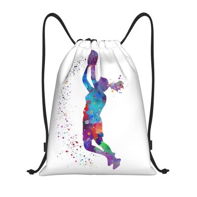 Drawstring Backpack, Basketball Girl Pattern, Waterproof, Black, S
