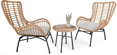 di volio Boho Sorrento 3-Piece Polyrattan Balcony Lounge Set