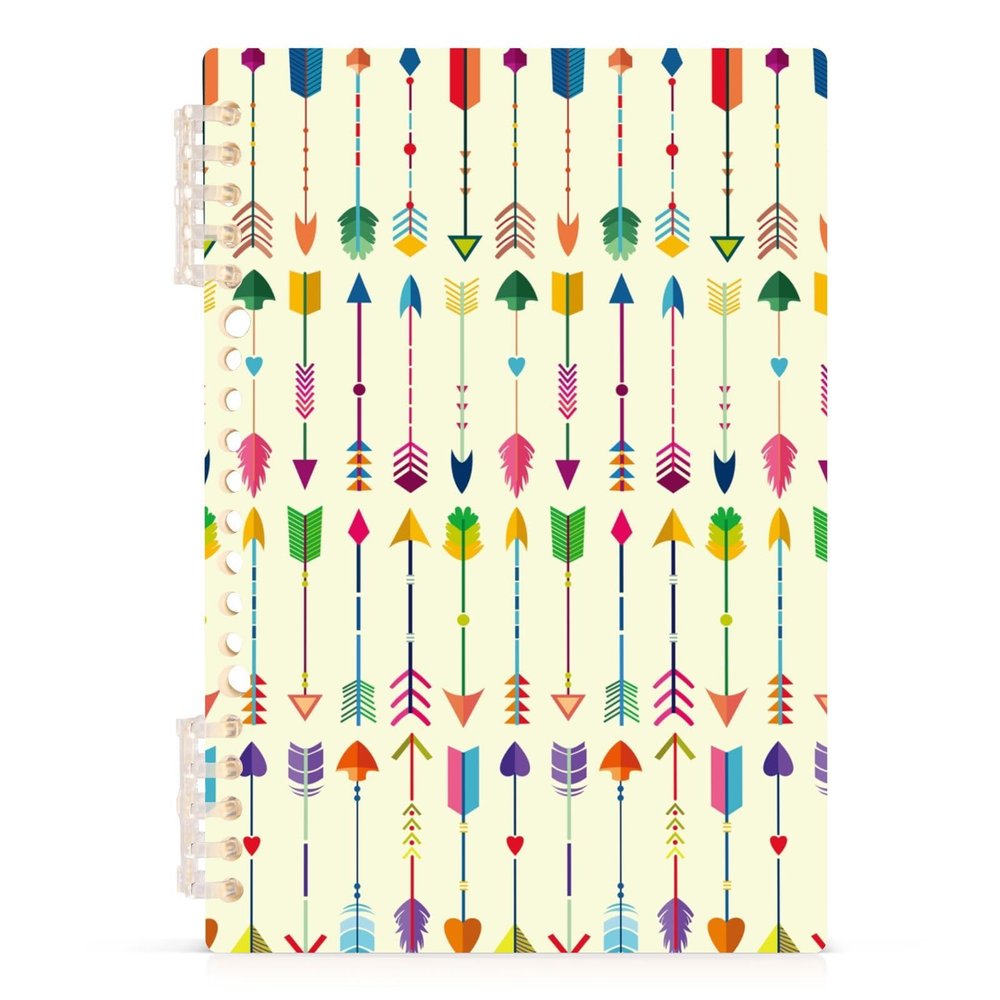 YOUJUNER A5 Spiral Notebook, Colorful Tribal Arrow Pattern, 60 Sheets, 120 Pages, 80 GSM Paper