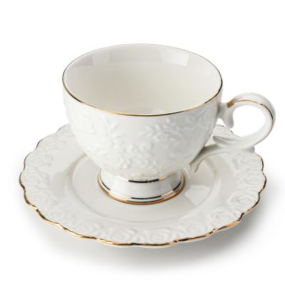 Leegg Tea Cup and Saucer Set, 2-Piece, White