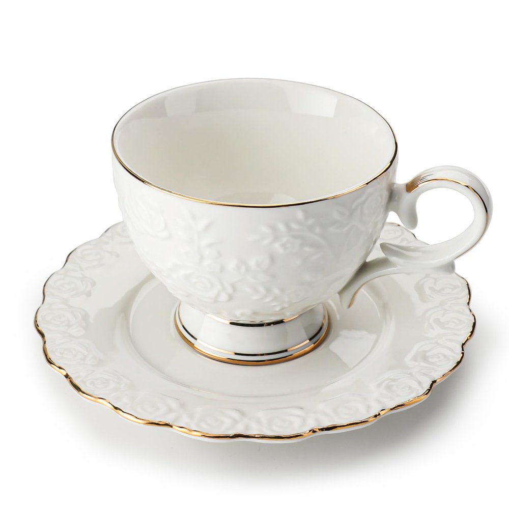 Leegg Tea Cup and Saucer Set, 2-Piece, White