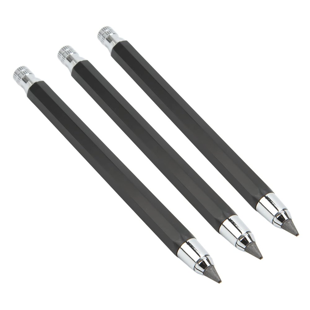 Mechanical Carpenter Pencils, 3-Pack, Versatile for Drawing, Black