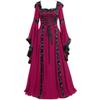 Women's Gothic Renaissance Hooded Maxi Dress with Trumpet Sleeves view 1