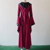 Women's Gothic Renaissance Hooded Maxi Dress with Trumpet Sleeves view 2