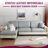 SYLC 100% Waterproof Sofa Seat Cushion Covers, Stretch Leather Set, Light Gray, Large 4-Seater view 2