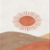 Abstract Landscape Sun and Moon Canvas Wall Art, Desert and Cactus, 60 x 80 cm x 3, Frameless view 3
