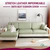 SYLC 100% Waterproof Sofa Seat Cushion Covers, Stretch Leather-Fabric Set, Light Green, 1-Seater view 2