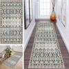 ZDYHMrj Washable Non-Slip Runner Rug, Abstract Moroccan Boho Gray and Blue, 100 × 350 cm view 1