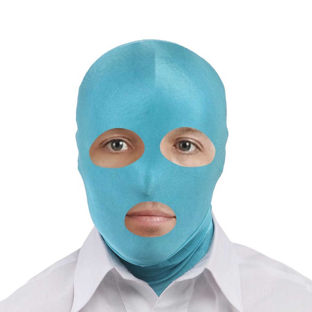 YuanDiann Adult Zentai Mask Cosplay Lycra Spandex Stretch Balaclava, Halloween Anime Stage Performance Costume, Blue Sea, Open Mouth