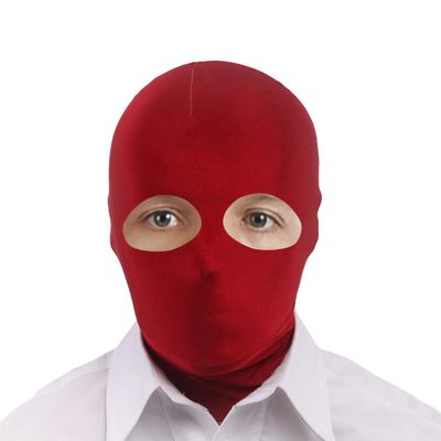 YuanDiann Adult Zentai Mask Cosplay Lycra Spandex Stretch Balaclava, Halloween Anime Stage Performance Costume, Red Wine, Open Mouth