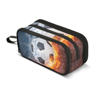 ISAOA Large-Capacity Pencil Case, Water and Fire Football Bag, #6