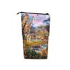 Wild Animals Print Stand-Up Pencil Case, Black, One Size view 2