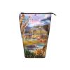 Wild Animals Print Stand-Up Pencil Case, Black, One Size view 3