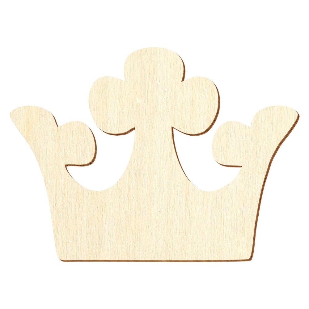 Wooden Crown V3 – Plywood Crown Silhouette for Crafts and Décor, 3–50 cm Wide, 19 cm High, Pack of 100