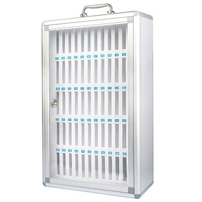Mobile Phone Storage Cabinet, 12/24/36/48/60 Compartments, with Lock and Handle Pocket (Silver, 60 Compartments)