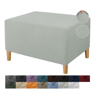 DEZYPZAM Rectangular Footstool Cover, Ivory White, S