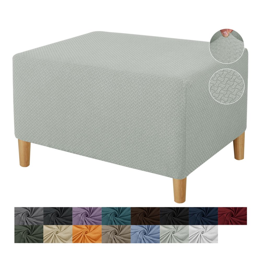 DEZYPZAM Rectangular Footstool Cover, Ivory White, S