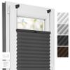 Estika Pleated Blind, Break-Resistant Clamp Brackets, Anthracite, 105 x 50 cm, No-Drill Installation view 1