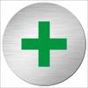 INDIGOS UG Round Sign, 200 mm, Green Cross, Aluminum Composite, Customizable view 1
