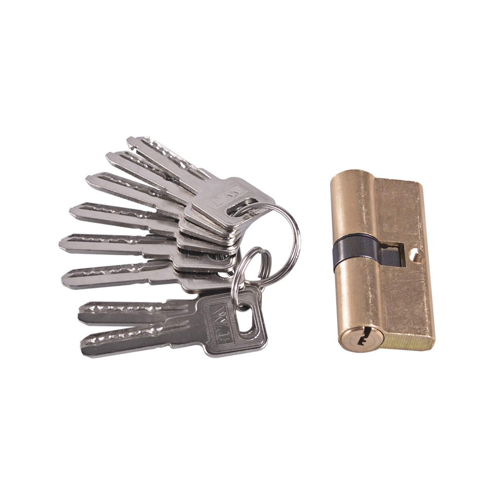 70 mm Door Lock with 8 Keys, Thumb-Turn Profile Cylinder, Brass