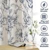 Printed Semi-Sheer Curtains with Linen Texture, Floral Pattern, Farmhouse Style, Grommet Window Panel Set, Indigo, 52 x 45 in view 3