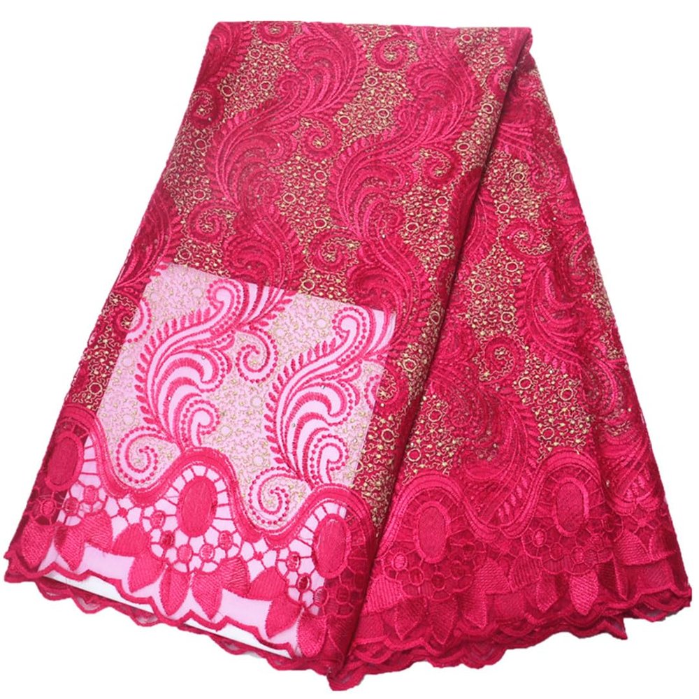 African Lace Fabric, 4.5 m French Net Embroidered Tulle