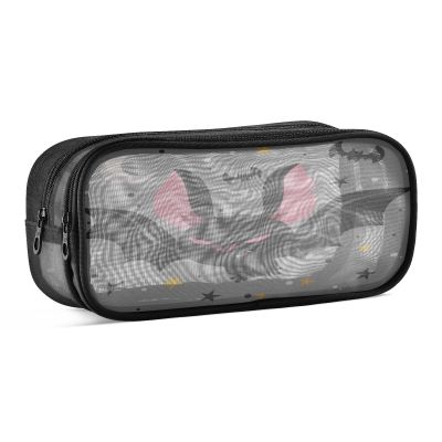 Halloween Bat Mesh Pencil Case, Transparent Pencil Pouch for Boys and Girls