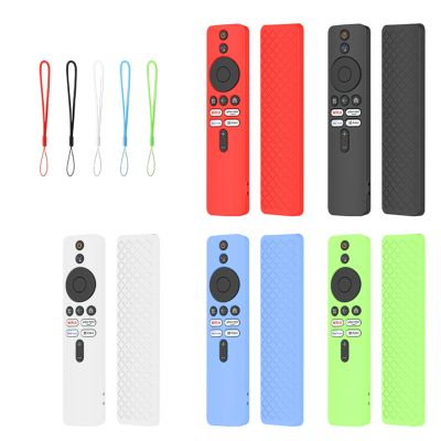 Silicone TV Remote Case for Xiaomi Mi TV Box S (2nd Gen), Shockproof Non-Slip Cover with Lanyard, Black
