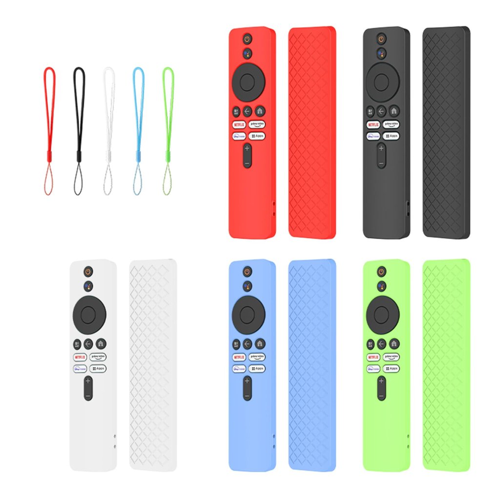 Silicone TV Remote Case for Xiaomi Mi TV Box S (2nd Gen), Shockproof Non-Slip Cover with Lanyard, Black