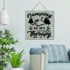 Vintage Wood Wall Plaque, “Camping Is My Favorite Therapy,” 12 x 12 Inches view 1