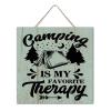 Vintage Wood Wall Plaque, “Camping Is My Favorite Therapy,” 12 x 12 Inches view 2
