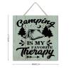 Vintage Wood Wall Plaque, “Camping Is My Favorite Therapy,” 12 x 12 Inches view 3