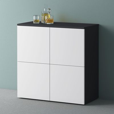 Mai & Mai 76 cm Sideboard, 4-Door Handleless Cabinet with Soft-Close