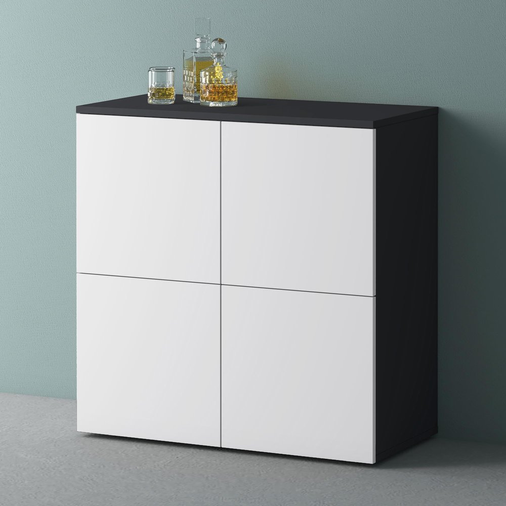 Mai & Mai 76 cm Sideboard, 4-Door Handleless Cabinet with Soft-Close