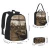 3-Piece Travel and Hiking Set, Lightweight Adjustable Backpack, Insulated Lunch Bag and Pencil Case, Ocean Underwater Dolphin Fish Old Viking Boat, One Size view 4