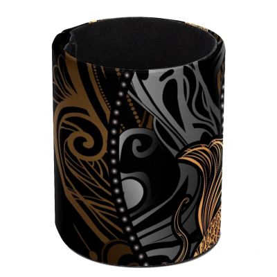 VAPOKF Desktop Pen Holder, Gold Koi with Lotus and Floral Crescent Moon