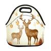Christmas Deer Print Neoprene Insulated Lunch Bag view 1
