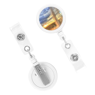 BTCOWZRV Retractable ID Badge Holder for Women and Men, Sunset Valley River Cascade
