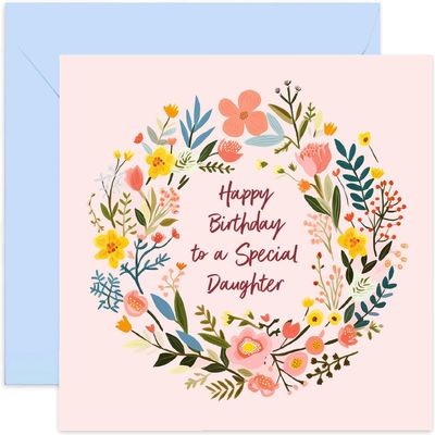 Old English Co. Birthday Card for Daughter with Colorful Floral Design
