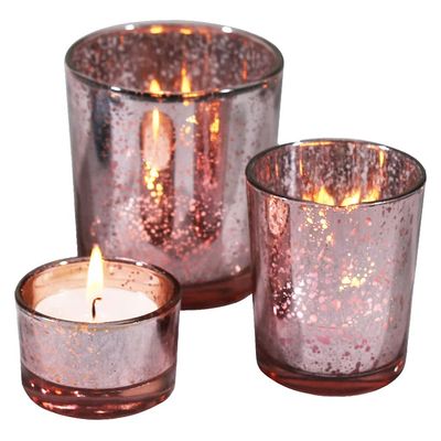 Creative Glass Candle Holders, Cup-Shaped, Set of 3