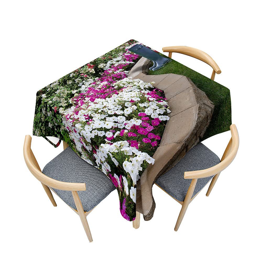 Mateju Washable Polyester Tablecloth, 200 x 200 cm, White Morning Latte