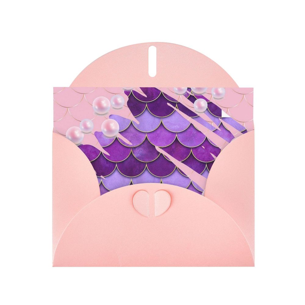Sea Life Mermaid Pearl-Print Greeting Cards with Envelopes, 10.2 x 15.2 cm