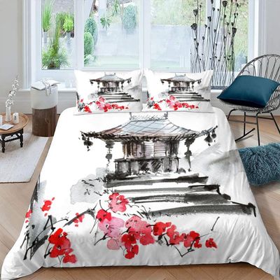 AASIRA Japanese Sakura 3-Piece Duvet Cover Set, 200 x 200 cm