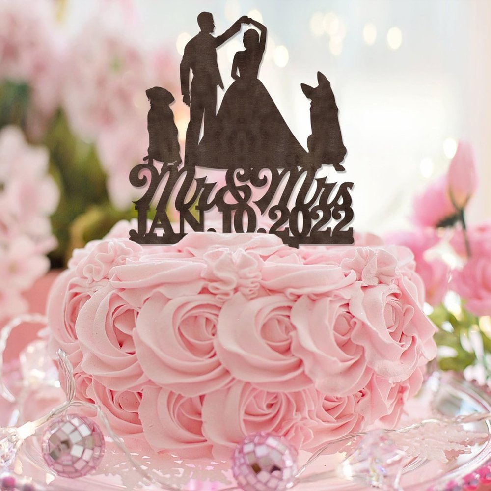 Mr. and Mrs. Brown Personalized Bride and Groom Cake Topper