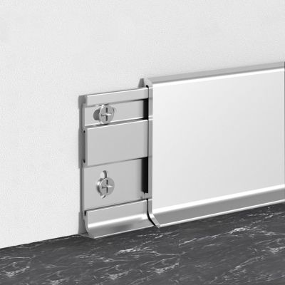 TEN-HIGH 6-Piece Snap-On Aluminum Baseboard, Rounded Edge Wall Trim, 2500 x 40 x 1.5 mm, Silver