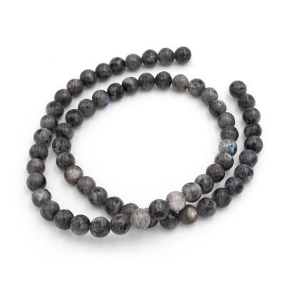 Vintageparts Larvikite Beads 6 mm, 1 Strand, 60 Pieces